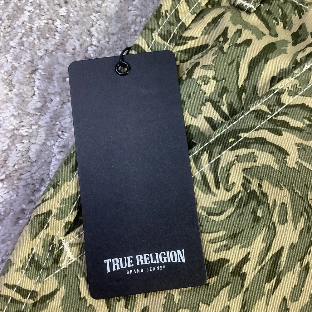 True Religion Mens Abstract Camo Cargo Pants Green Swirl Size 30 x 32 NWT